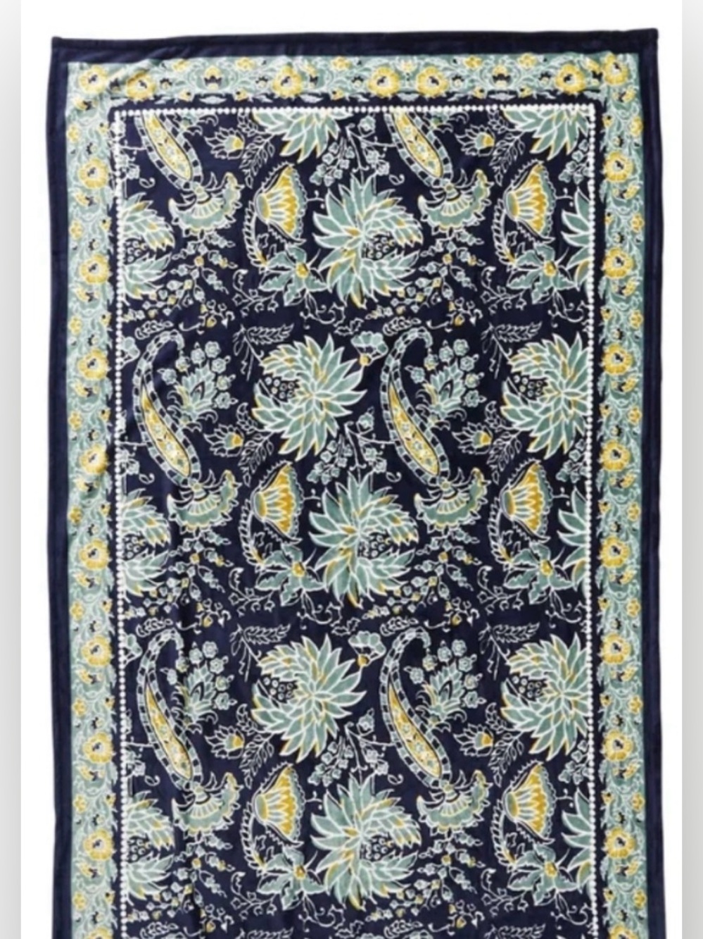Vera Bradley NWT Gemstone Paisley Aqua Plush Throw Blanket Navy Blue 50x80 Soft - Picture 2 of 6